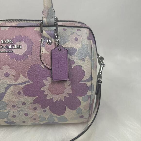 COACH Rowan Satchel Crossbody Bag Floral Print In leather/Ivory Multi CBG82 NWT - Picture 9 of 11